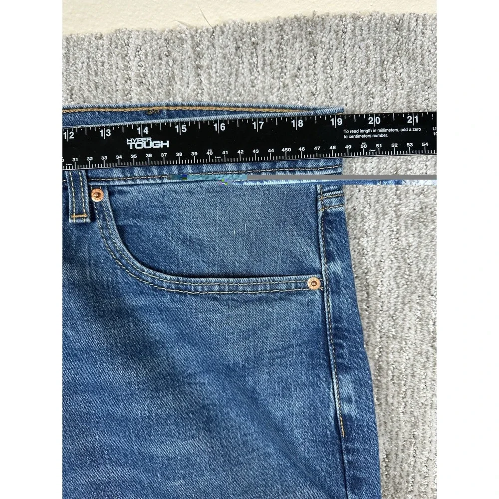 Levis 505 Jeans Mens 38x32 Regular Straight Stretch Blue Medium Wash Denim